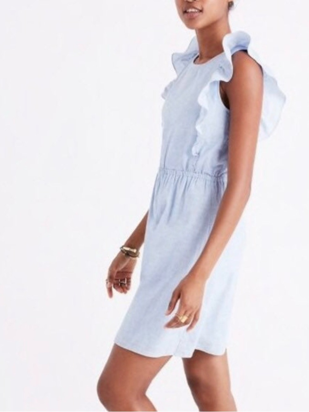 Madewell Light Blue Ruffle Cottagecore Summer linen Dress